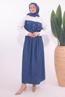 Hijab clothing NAVY BLUE BELTED DRESS T 1774