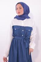 Hijab clothing NAVY BLUE BELTED DRESS T 1774