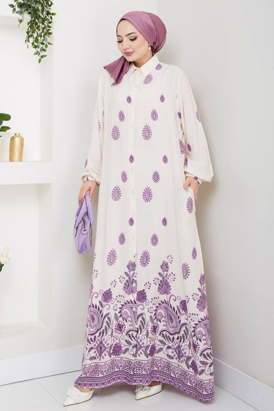 Vêtements hijab POURPRE ROBE À MOTIFS T 1888
