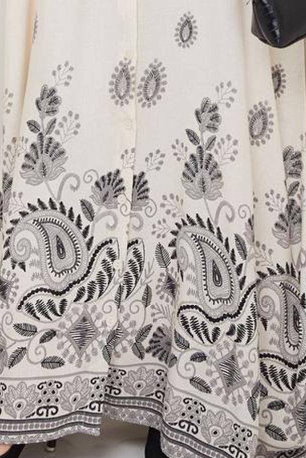 Vêtements hijab GRIS ROBE À MOTIFS T 1888 - TRENDTESETTÜR