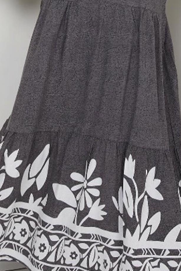 Tesettür giyim GRİ DESENLİ ELBİSE T 1999 - TRENDTESETTÜR