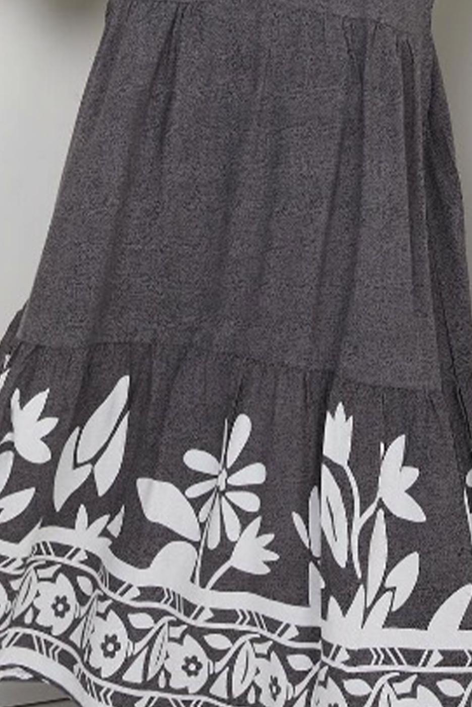 Tesettür giyim GRİ DESENLİ ELBİSE T 1999