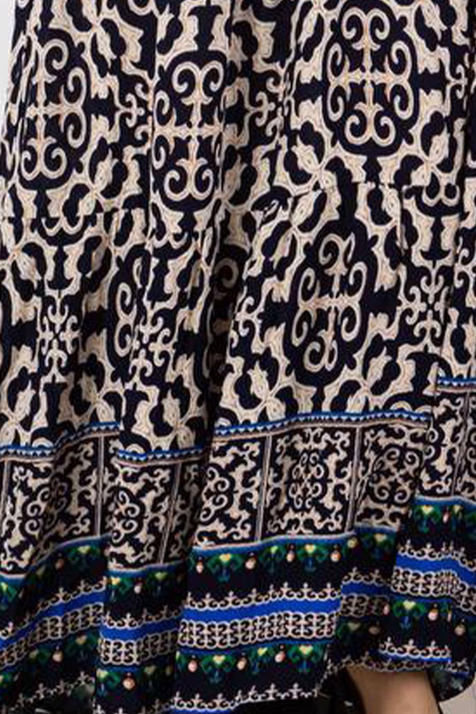 Tesettür giyim LACİVERT DESENLİ ELBİSE T 2186