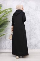 Tesettür giyim SİYAH KAPÜŞONLU ELBİSE T 2405