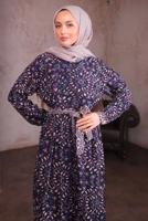 Hijab clothing PURPLE BELTED DRESS T 2884-1