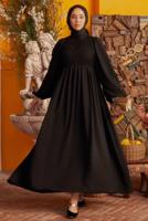 Tesettür giyim SİYAH BALON KOL ELBİSE T 30542
