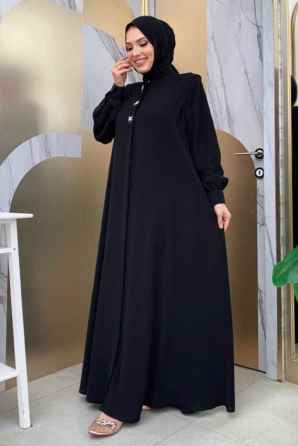 Tesettür giyim SİYAH TAŞ DETAYLI FERACE T 3097 - TRENDTESETTÜR