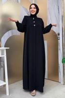 Tesettür giyim SİYAH TAŞ DETAYLI FERACE T 3097