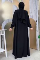 Tesettür giyim SİYAH TAŞ DETAYLI FERACE T 3097