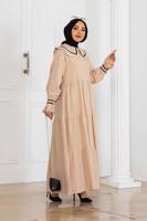 Tesettür giyim BEJ BEBE YAKA ELBİSE T 3112