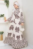 Vêtements hijab BEIGE ROBE À MOTIFS T 3587
