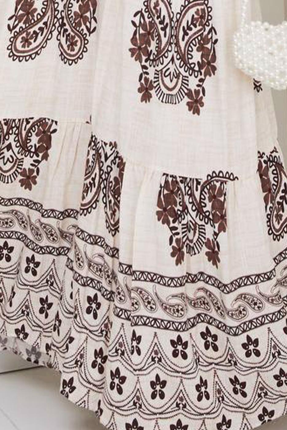 Vêtements hijab BEIGE ROBE À MOTIFS T 3587