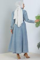 Vêtements hijab BLEU ROBE EN JEAN CEINTURÉE T 4086