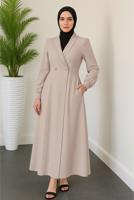 Tesettür giyim BEJ CEKET GÖRÜNÜMLÜ ELBİSE T 4126