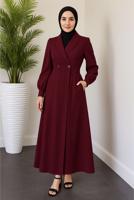 Tesettür giyim BORDO CEKET GÖRÜNÜMLÜ ELBİSE T 4126