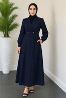 Tesettür giyim LACİVERT CEKET GÖRÜNÜMLÜ ELBİSE T 4126