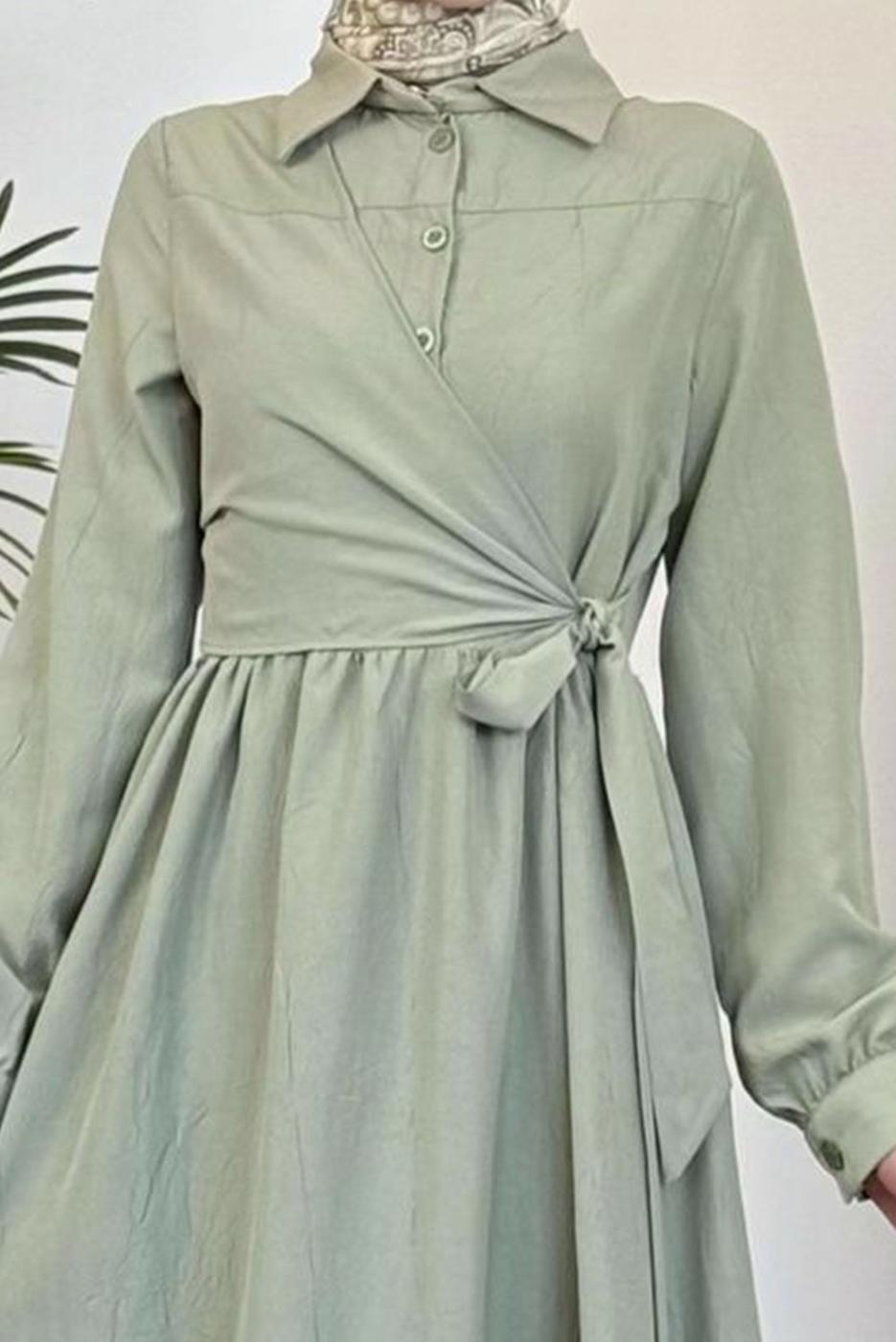 Hijab clothing GREEN TIED DRESS T 5026