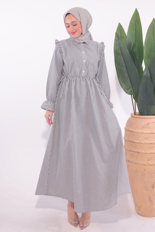 Vêtements hijab NOIR ROBE À RAYURES T 5174 - TRENDTESETTÜR