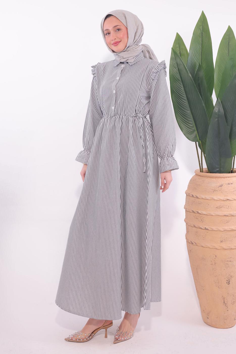 Vêtements hijab NOIR ROBE À RAYURES T 5174