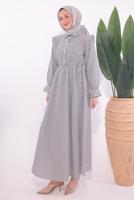 Vêtements hijab NOIR ROBE À RAYURES T 5174