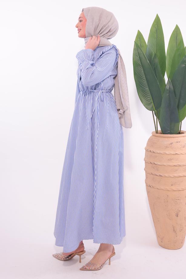Vêtements hijab BLEU ROBE À RAYURES T 5174 - TRENDTESETTÜR