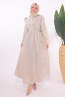 Vêtements hijab BRUN ROBE À RAYURES T 5174