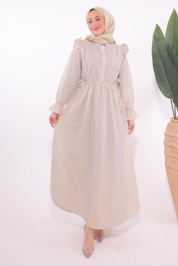 Vêtements hijab BRUN ROBE À RAYURES T 5174 - TRENDTESETTÜR