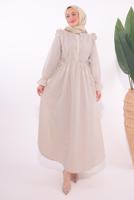 Vêtements hijab BRUN ROBE À RAYURES T 5174