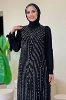 Tesettür giyim SİYAH TAŞLI ABİYE ELBİSE T 5393