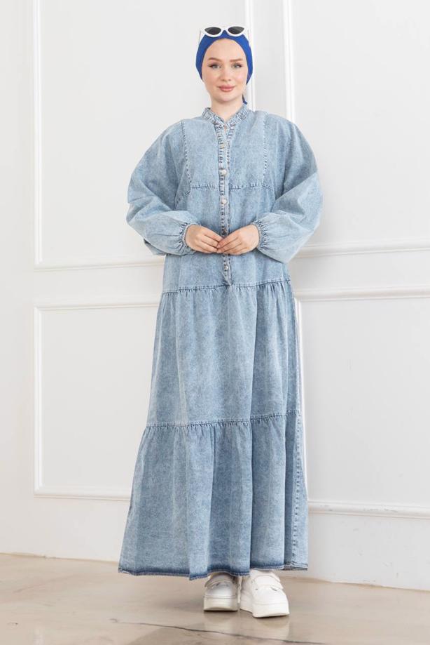 Vêtements hijab BLEU ROBE EN JEAN T 5544 - TRENDTESETTÜR