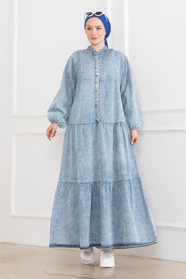 Vêtements hijab BLEU ROBE EN JEAN T 5544 - TRENDTESETTÜR