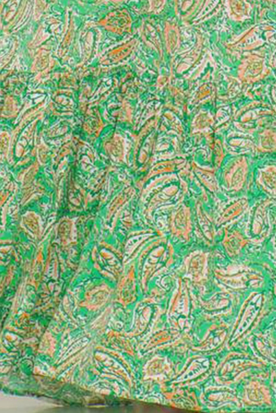 Tesettür giyim YEŞİL DESENLİ ELBİSE T 5678