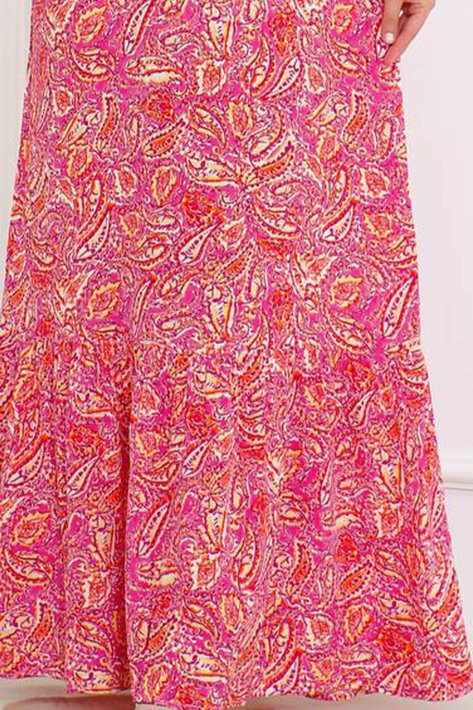 Tesettür giyim PEMBE DESENLİ ELBİSE T 5678