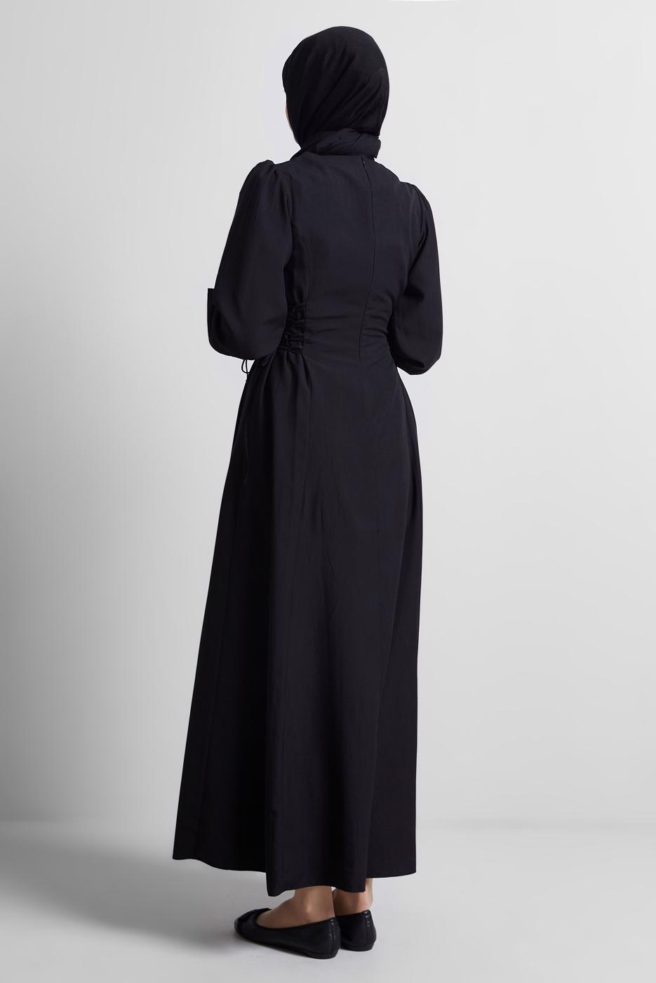 Vêtements hijab NOIR ROBE À CEINTURE NOUÉE T 5916