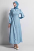 Vêtements hijab BLEU ROBE À CEINTURE NOUÉE T 5916