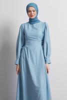 Vêtements hijab BLEU ROBE À CEINTURE NOUÉE T 5916