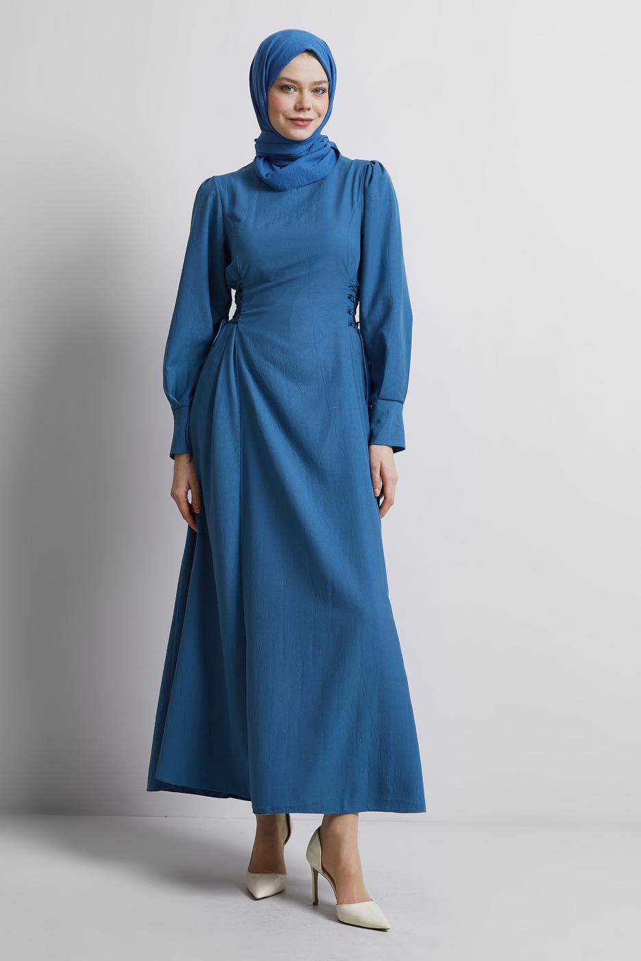 Vêtements hijab BLEU MARINE ROBE À CEINTURE NOUÉE T 5916