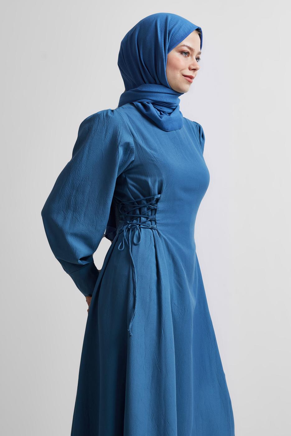 Vêtements hijab BLEU MARINE ROBE À CEINTURE NOUÉE T 5916