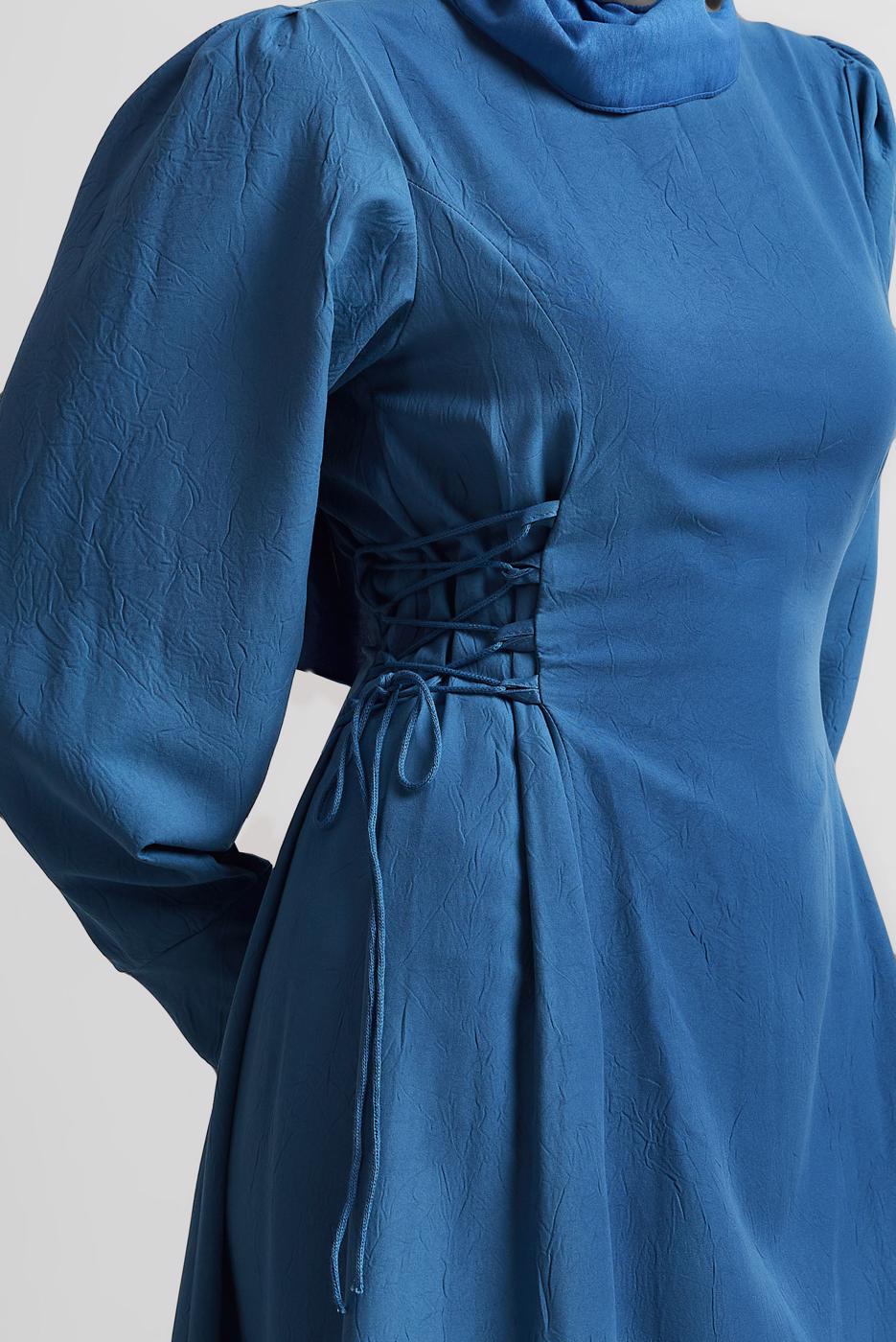 Vêtements hijab BLEU MARINE ROBE À CEINTURE NOUÉE T 5916