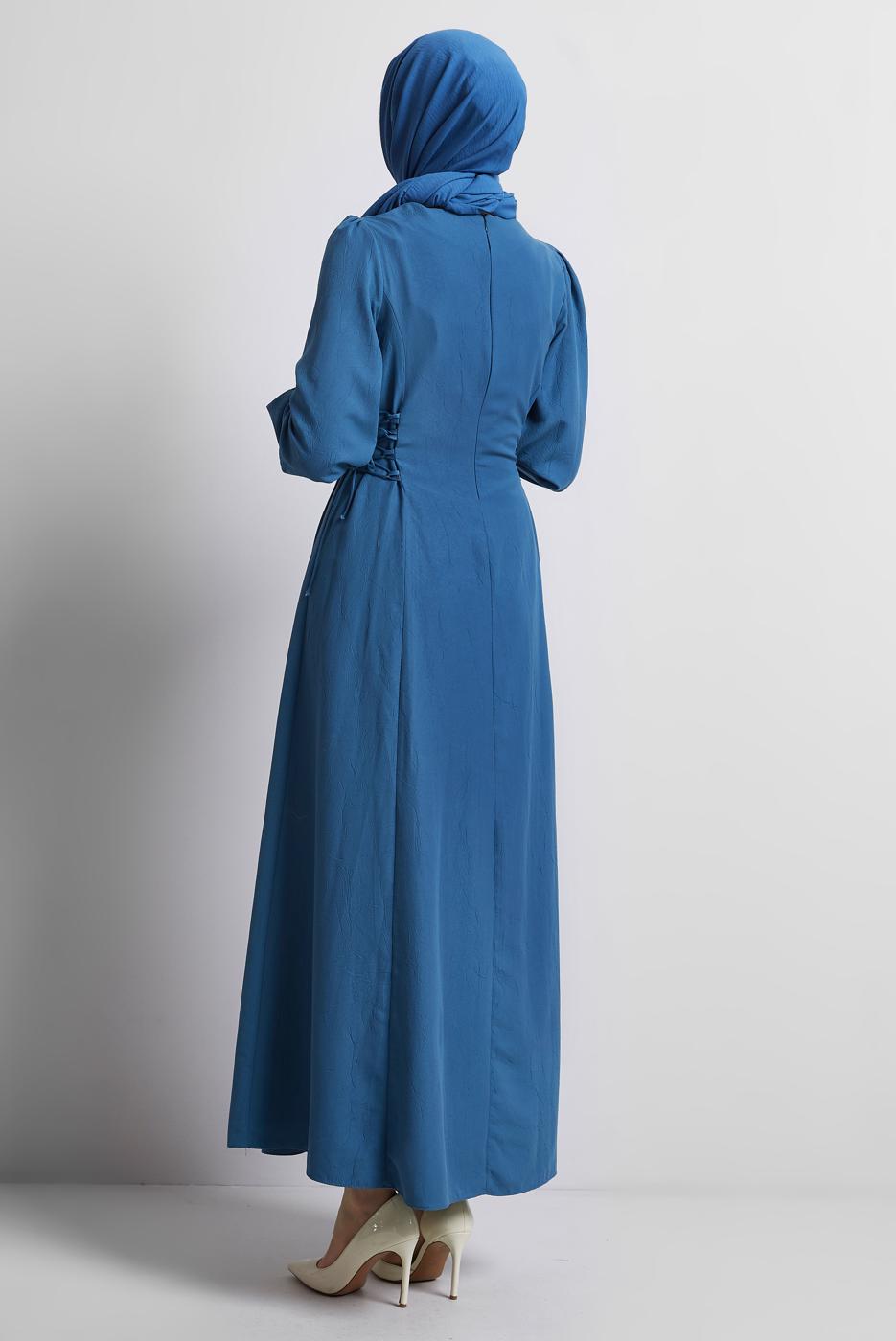 Vêtements hijab BLEU MARINE ROBE À CEINTURE NOUÉE T 5916