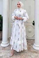 Tesettür giyim KIRMIZI DESENLİ ELBİSE T 61532