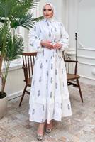 Tesettür giyim MOR DESENLİ ELBİSE T 61532