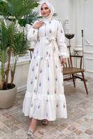 Tesettür giyim PEMBE DESENLİ ELBİSE T 61532