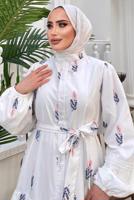 Tesettür giyim PEMBE DESENLİ ELBİSE T 61532