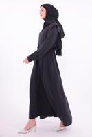 Tesettür giyim SİYAH YELEKLİ ELBİSELİ TAKIM T 6384