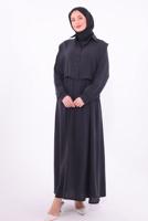 Tesettür giyim SİYAH YELEKLİ ELBİSELİ TAKIM T 6384