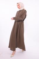 Tesettür giyim KAHVE YELEKLİ ELBİSELİ TAKIM T 6384