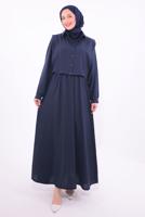 Tesettür giyim LACİVERT YELEKLİ ELBİSELİ TAKIM T 6384