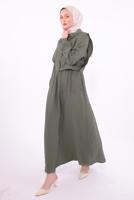 Tesettür giyim VİZON YELEKLİ ELBİSELİ TAKIM T 6384