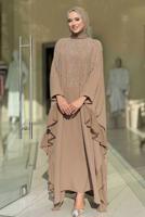 Hijab clothing MINK GEM DETAILED CHIFFON EVENING DRESS T 6393